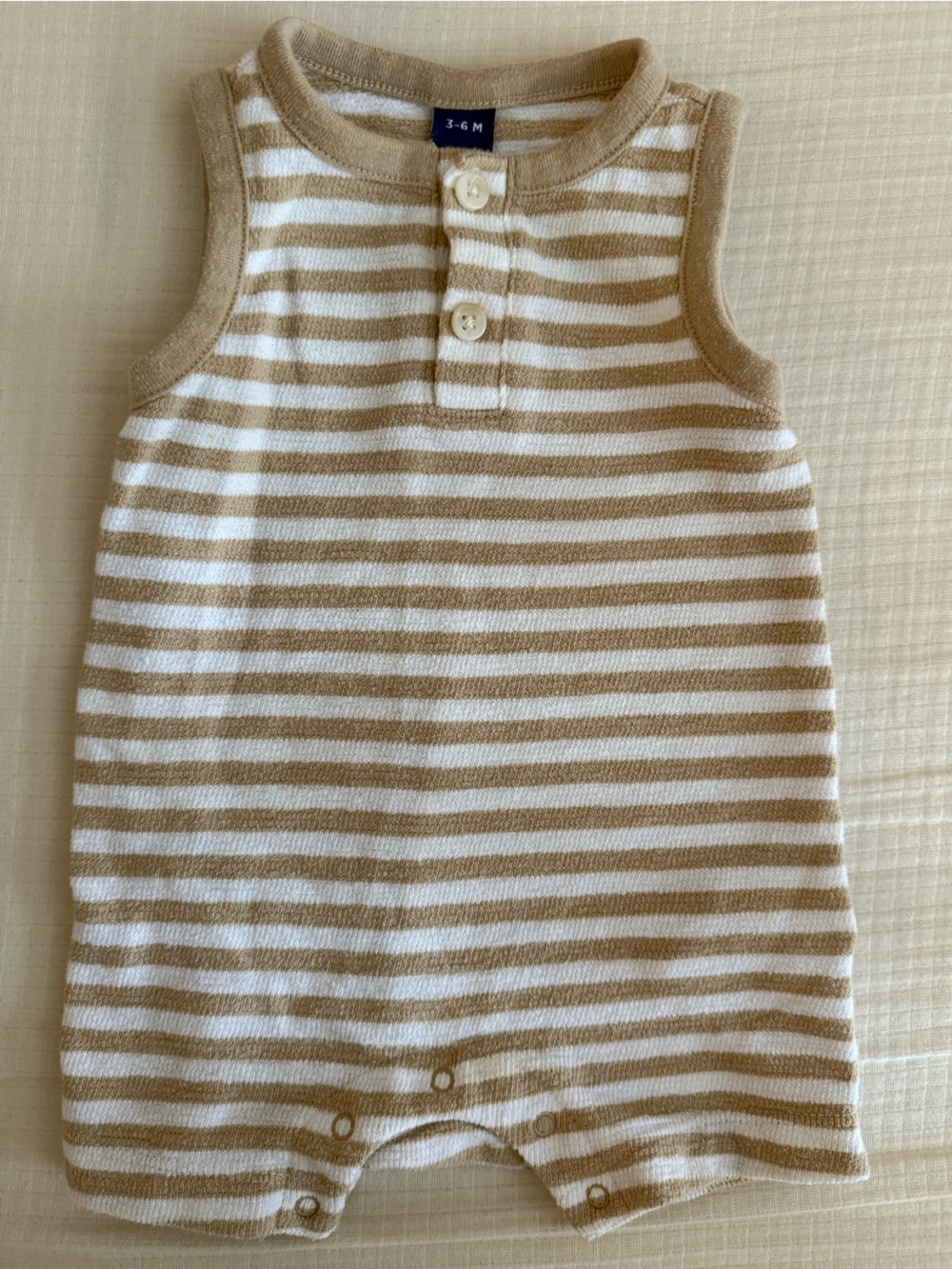 Old Navy Neutral Striped Baby Bodysuit Romper One-piece- beige/white- summer